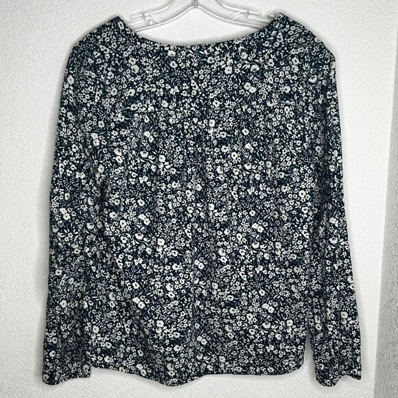 Pact Shirt Womens Medium Blue Floral Organic Cotton Button Front Long Sleeve - Picture 3 of 13